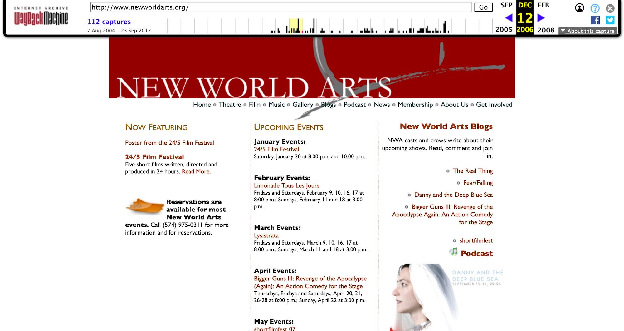 2006 New World Arts website
on the wayback machine
